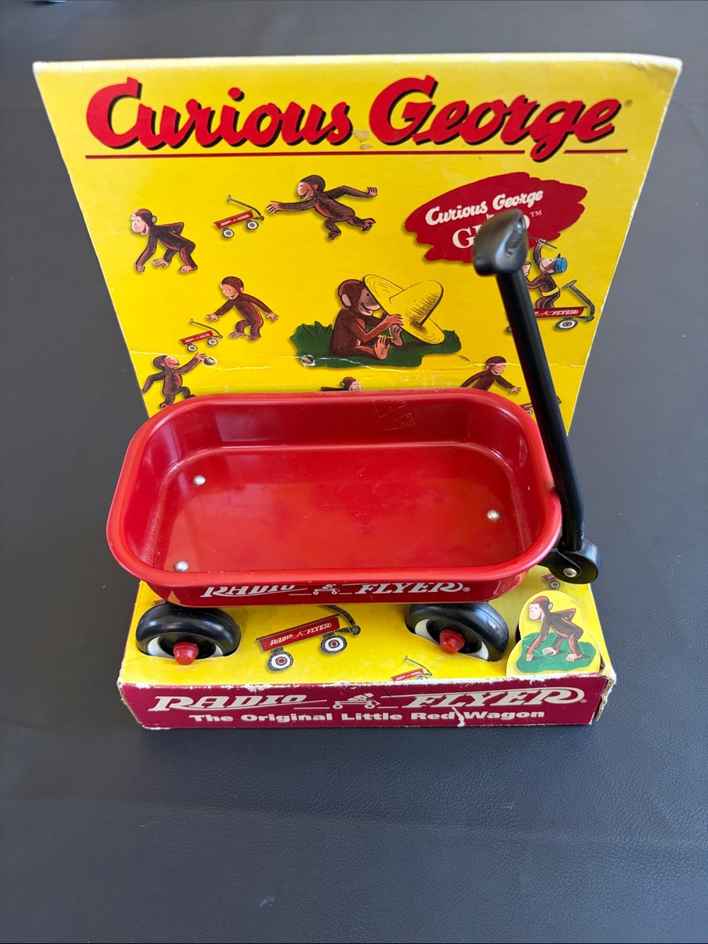Vintage GUND Curious George Radio Flyer Miniature Red Wagon